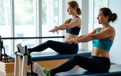 Pilates reformer work focusing on core strength and control