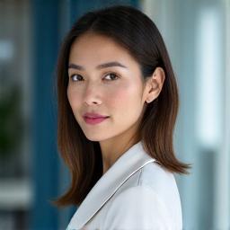 Portrait of a clinical nutritionist with a thoughtful expression.