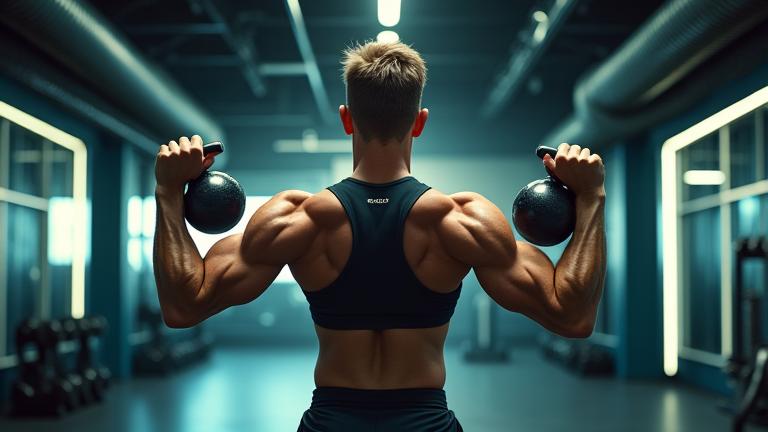 Athlete performing dynamic exercise in a modern gym, embodying peak performance.